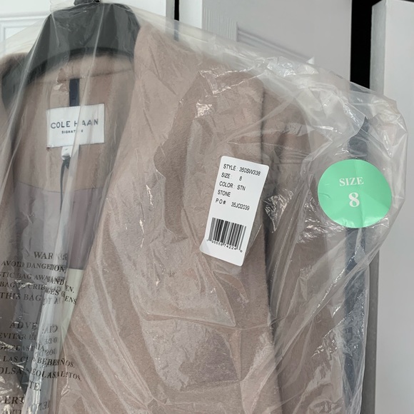 NEW! COLE HAAN WOOL BLEND LONG BELTED WRAP TRENCH COAT | SIZE 8 - Picture 10 of 12